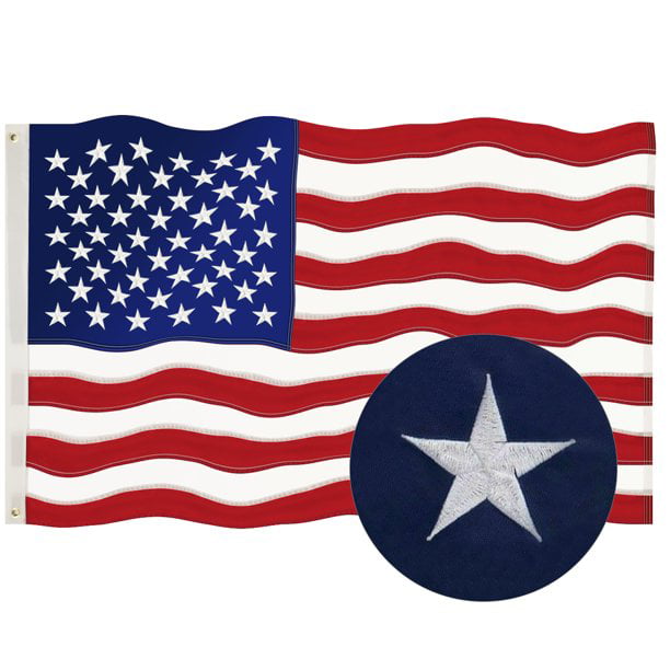 3x5 ft outdoor embroidered Star American flag is the most durable American made 