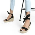 thumbnail image 4 of BURUDANI Womens Open Toe Espadrilles Wedges Tie Lace Up Cute Ankle Strap Platform Sandals Dressy Shoes, 4 of 6