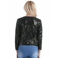 thumbnail image 2 of iEFiEL Women Long Sleeve Shiny Sequins Cardigan Office Work Slim Blazer Jacket Coat, 2 of 4