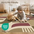 thumbnail image 4 of ODIKA 8'x10' Brown Tan Modern Geometric Design Washable Area Rug Contemporary Abstract Pattern with Curves for King Size Bedroom Under Bed, Master Suite, Non-Shedding, Easy Care, 4 of 7