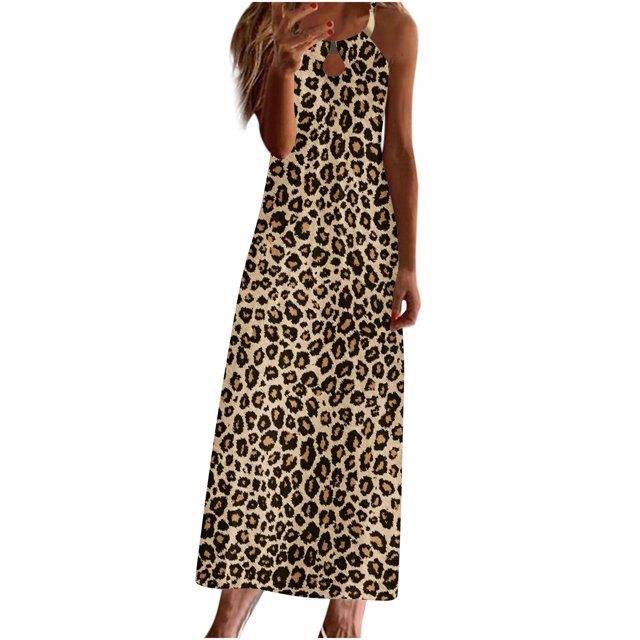 Maxi vestidos de mujer verano casual cuello redondo sin mangas vacaciones playa bolsillos vestido largo Fridja hj5076