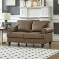 thumbnail image 3 of 2 Piece Set Comfy Sofa Couch, 3 Seater & Loveseat Sofa with Deep Seats, Modern Upholstered Sleeper Couch with Nails for Living Room, Brown, 3 of 9