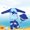 A3-Light Blue, variant on DJskiyers 3 Pieces Swimsuit Set for Kids Cartoon Print Beachwear Summer Beach Bathing Suit Trendy Sun Protection Swimwear with Hat Sets