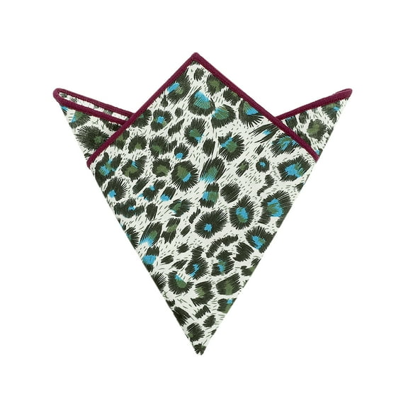 INSPIRE CHIC Men's Leopard Printed Pocket Squares 1 Pcs Teal