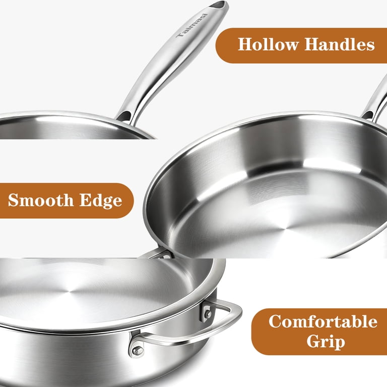 TAIMASI 12-Inch Tri-Ply Stainless Steel Saute Pan photo 7