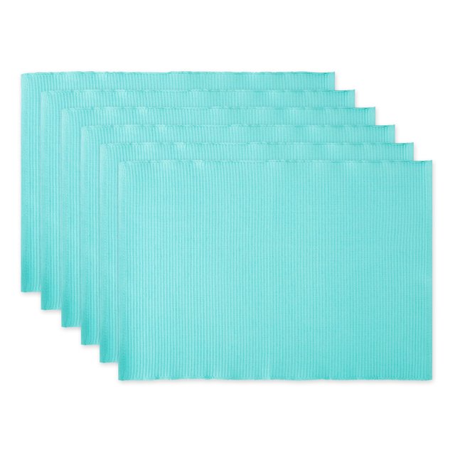 Set de Individuales DII de Algodón Acanalado 33x48 cm Aqua 6 Piezas