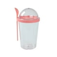 thumbnail image 1 of (400ml rosa con cuchara) Taza de avena de doble capa/taza de desayuno/taza de ensalada de yogur material plástico PP, 1 of 5