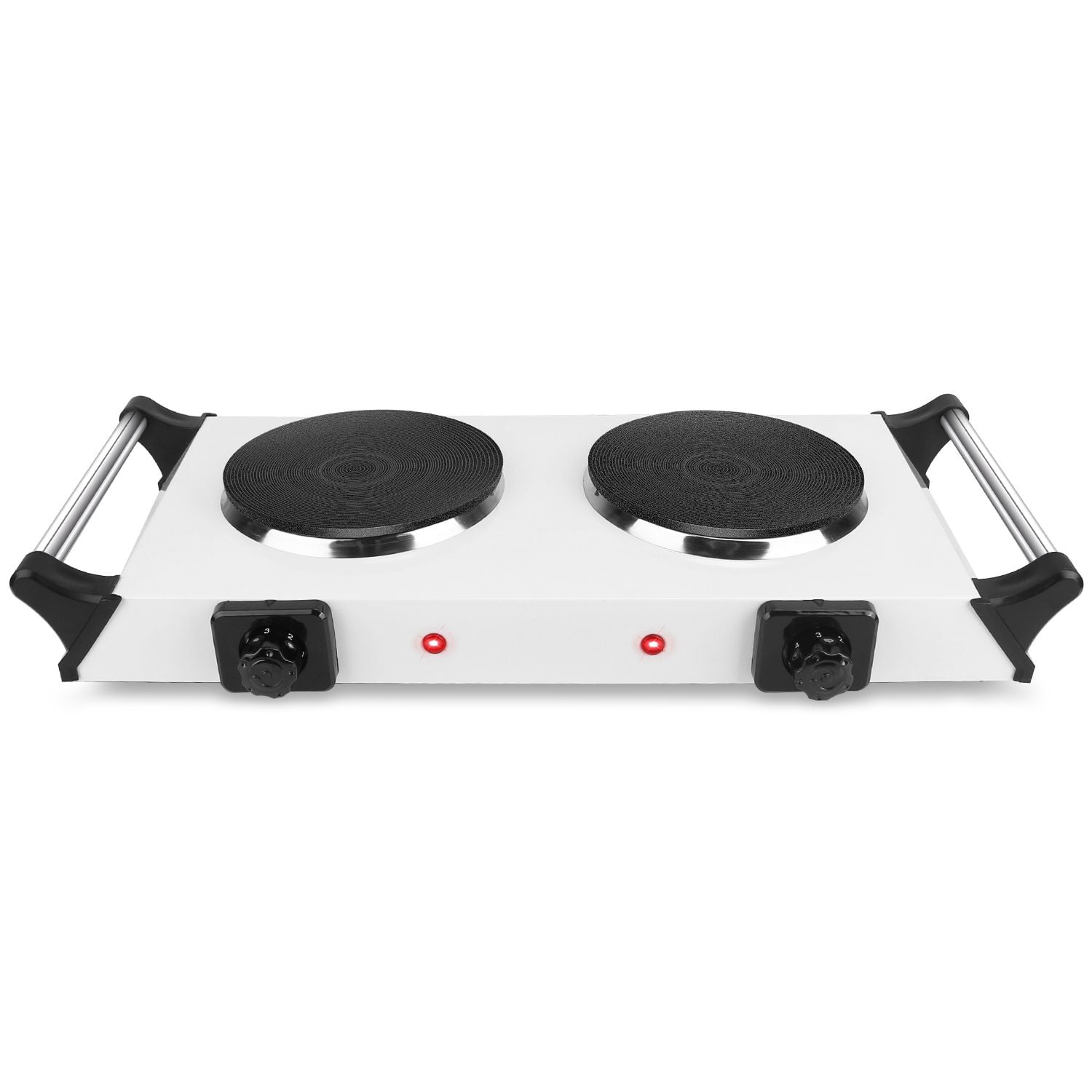 2000W Electric Dual Burner Portable Coil Heating Hot Plate Stove Countertop RV Hotplate with 5 Temperature Adjustments Portable Handles