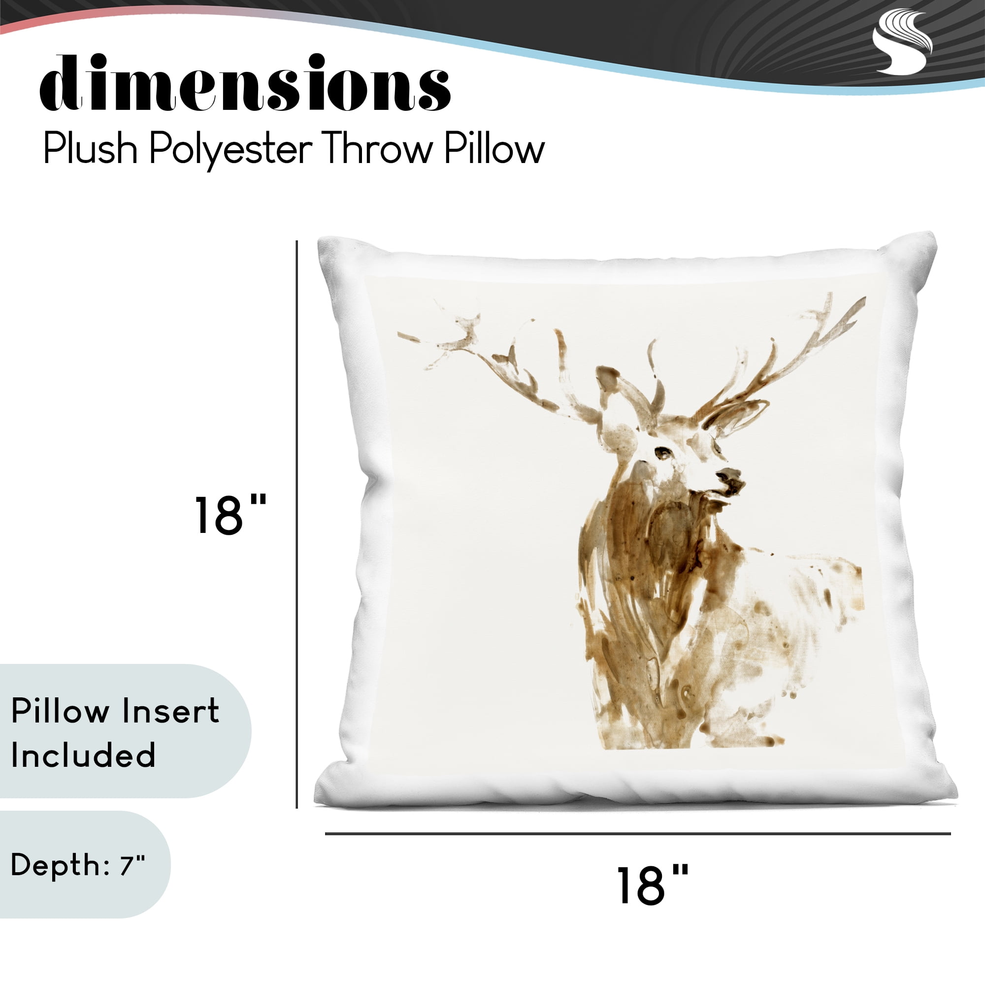 Stupell Industries Deer Portrait Head Shot Decorative Printed Throw Pillow, design by Lorenzo Collective
