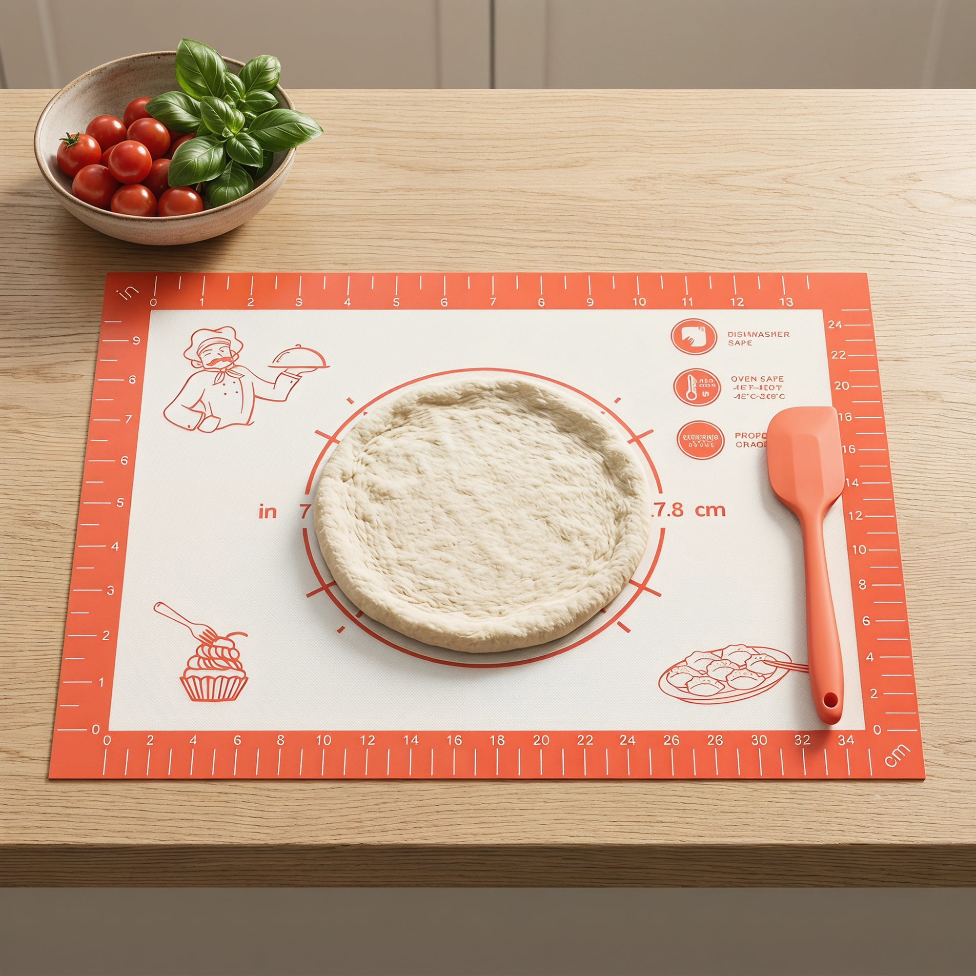 Unique Bargains Thickened Silicone Pastry Baking Mat with Measurements Red 11.8"x15.7"