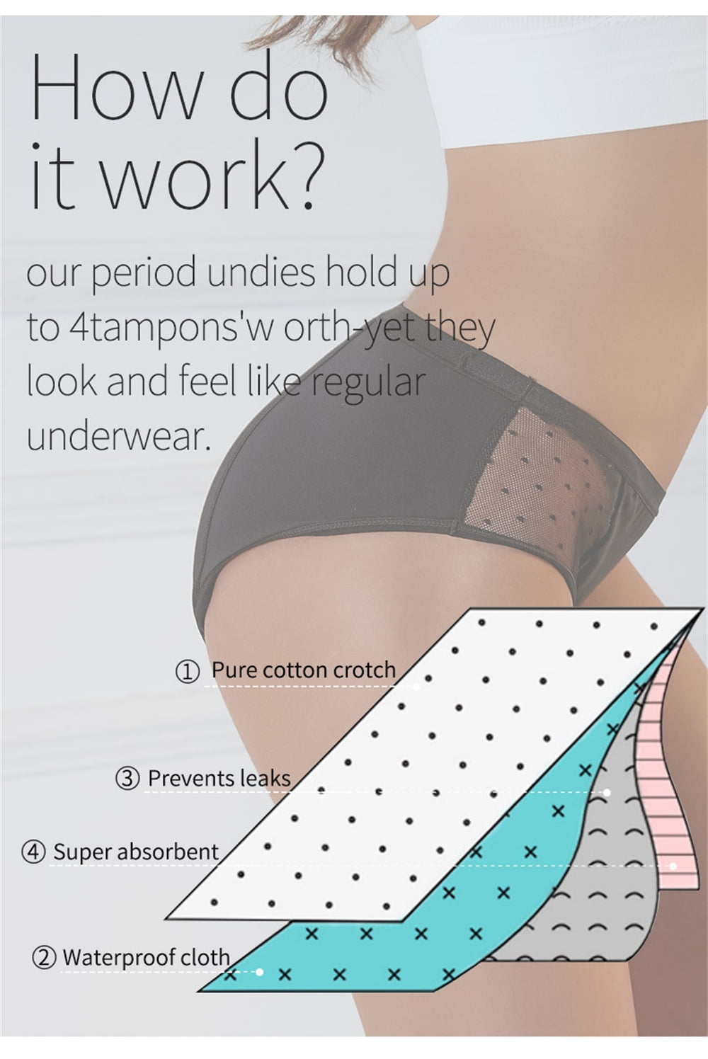 VOOPET Leak Proof Menstrual Panties Physiological Underpants Women