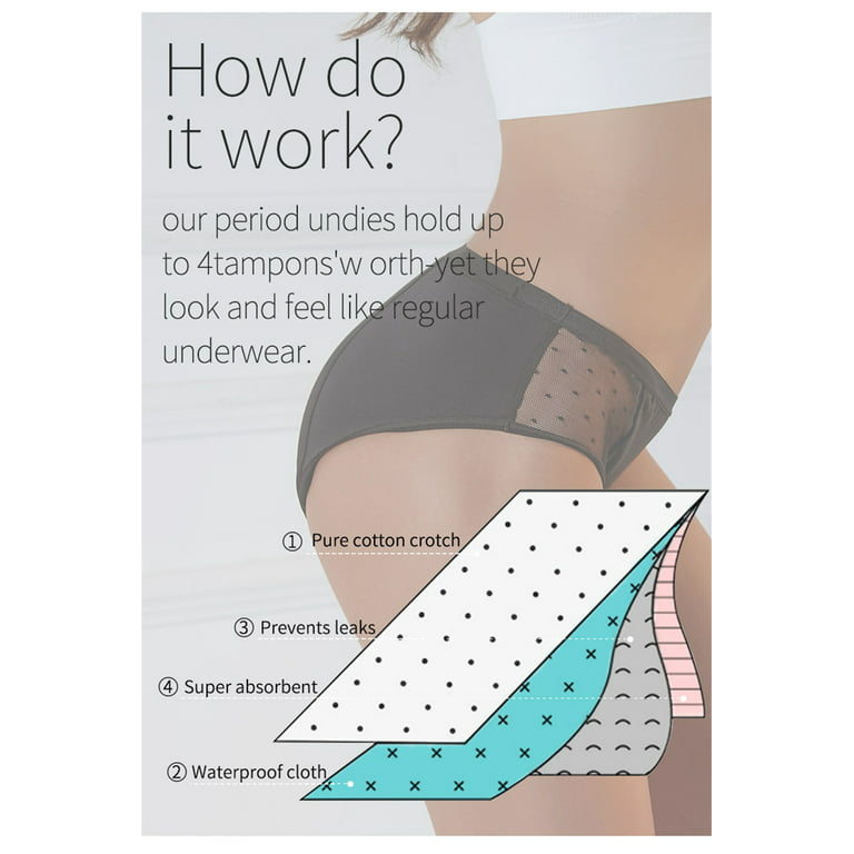 VOOPET 3Pack Leak Proof Menstrual Panties Physiological Underpants Women  Period Comfortable Underwear Waterproof Briefs