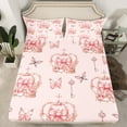 thumbnail image 2 of Manfei Pink Princess Crown Twin Sheet Sets,Girl Fairy Tale Twin Fitted Sheet,Dreamy Butterfly Flat Sheet For Teens,Breathable Home Decor,3 Pieces, 2 of 7