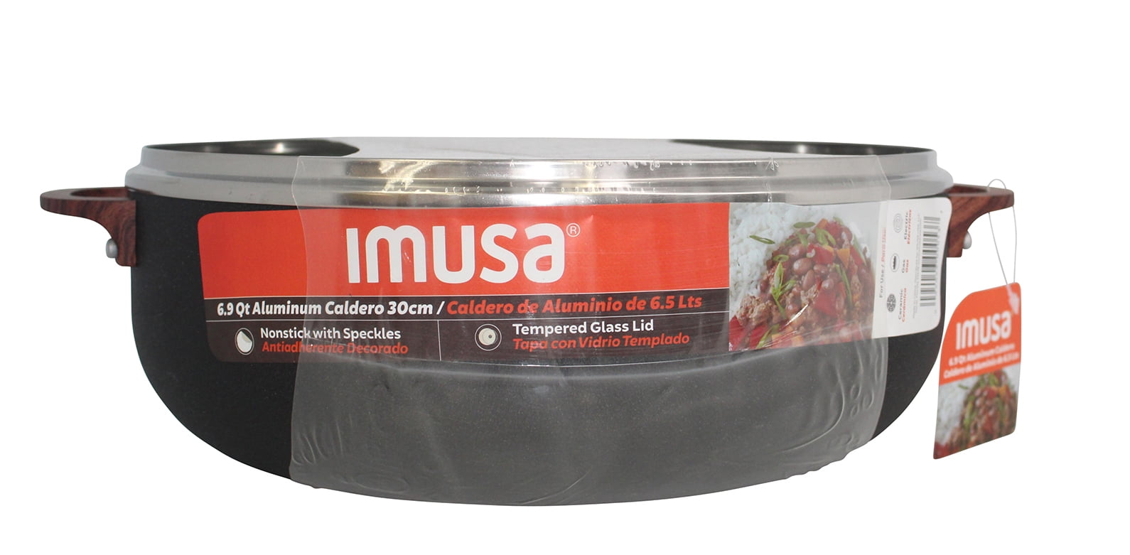 IMUSA 6.9-Quart Ceramic Nonstick Caldero with Glass Lid - Red