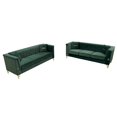 thumbnail image 3 of Modern Velvet Upholstered Sofa Set Of 2 3-Seater Sofas with Gold Metal Legs Contemporary Living Room Furniture for Family Homes, Apartments, and Lounge Spaces (Green), 3 of 11