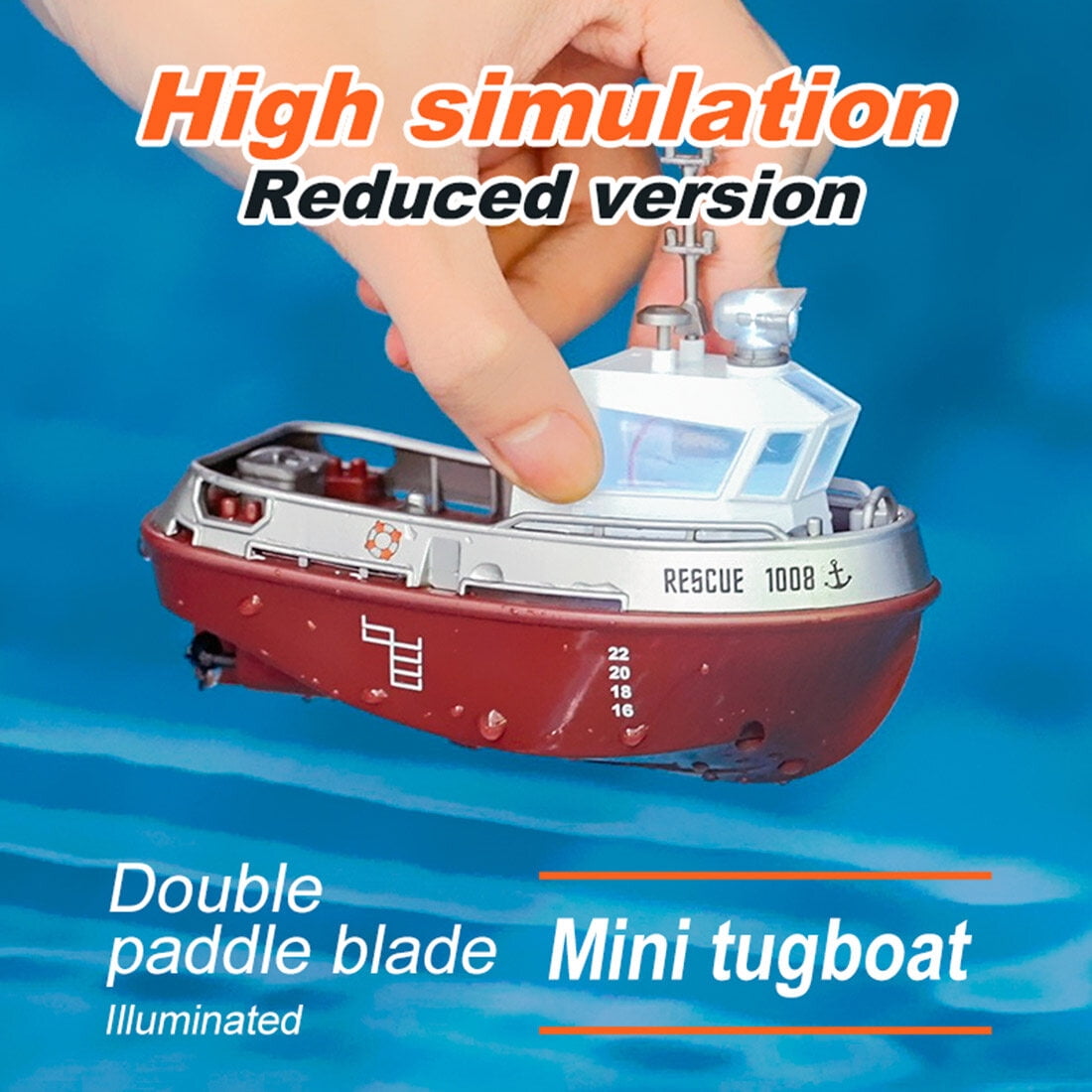 1/144 Scale RC Electric Yacht Model with Lights, 2.4GHz RC Boat Dual Motor Watercraft with Sealed Waterproof Design, Remote Control Boats for Lake River & Pool, Brown