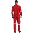 thumbnail image 4 of inhzoy Men's Long Sleeve Work Coveralls Jumpsuits Mechanic Uniform Lightweight Reflective Safety Workwear Red 3XL/185, 4 of 7