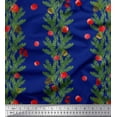 thumbnail image 1 of Soimoi Blue Moss Georgette Fabric Cherry & Pine Leaves Print Fabric by Yard 42 Inch Wide, 1 of 3