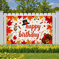 thumbnail image 5 of Autumn Leaves Themed Happy Birthday Banner with Turkey Hat and Veggies Backdrop Party Decorations Photography Props Birthday Party Supplies, 5 of 8