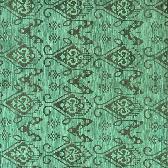 Ahgly Company Indoor Square Abstract Turquoise Blue Modern Area Rugs, 3' Square