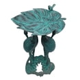thumbnail image 2 of Cast Aluminum 30-in Twin Crane Bird Bath with Leaf Bowl, 2 of 5