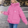 thumbnail image 4 of Winter Coats For Women Hooded Down Coat Long Sleeve Full Zipper Oversized Baggy Short Down Jacket Outwear, 4 of 6