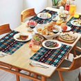 thumbnail image 2 of Blue and Orange Geometric Boho Pattern Summer Placemats Table Placemats Set Of 4-Linen Kitchen Washable Placemats Table Mats 11.8"x17.7"Non-Slip Heat Resistant, 2 of 6
