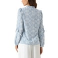thumbnail image 3 of INSPIRE CHIC Casual V Neck Blouse for Women's Long Sleeve Print Boho Blouses Top XS Blue, 3 of 6