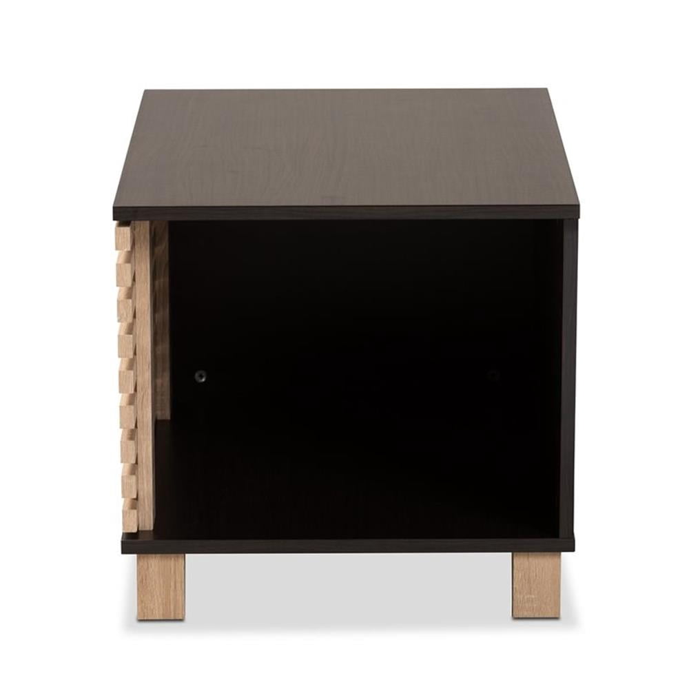 Pemberly Row Dark Brown and Oak Finished Cat Litter Box Cover House