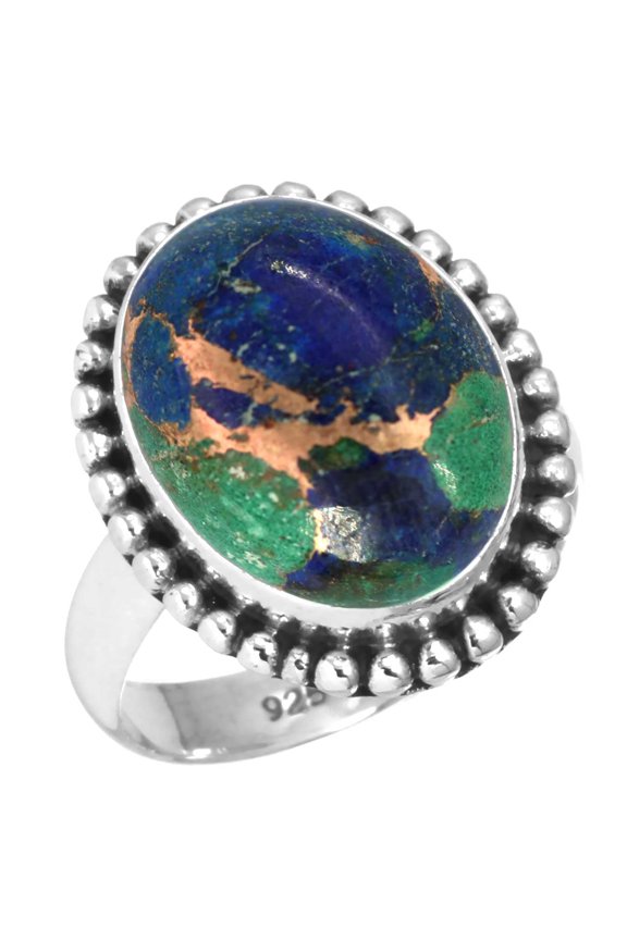 925 Sterling Silver Women Jewelry Natural Mohave Azurite Ring