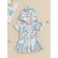 thumbnail image 3 of Musuos Little Girl Swimwear Cover-Ups 1-8 Years Short Sleeve Hooded Zipper Closure Print Summer Beach Dress Swimwear for Toddler, 3 of 10