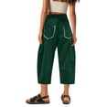 thumbnail image 3 of Lumtrix Womens&nbsp;Capri&nbsp;Pants Barrel Sweatpants Baggy Wide Leg Lounge Pants Summer Travel Pants Beach Vacation Trousers Dark Green S, 3 of 4