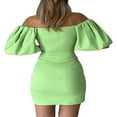 thumbnail image 2 of Women Bodycon Mini Dress Off Shoulder Short Sleeve Ruched Club Dress, 2 of 3