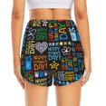 thumbnail image 4 of Uemuo Happy Father Day Pattern Women's Athletic Shorts High Waisted Running Shorts with Liner Pockets Gym Elastic Workout Shorts-, 4 of 9