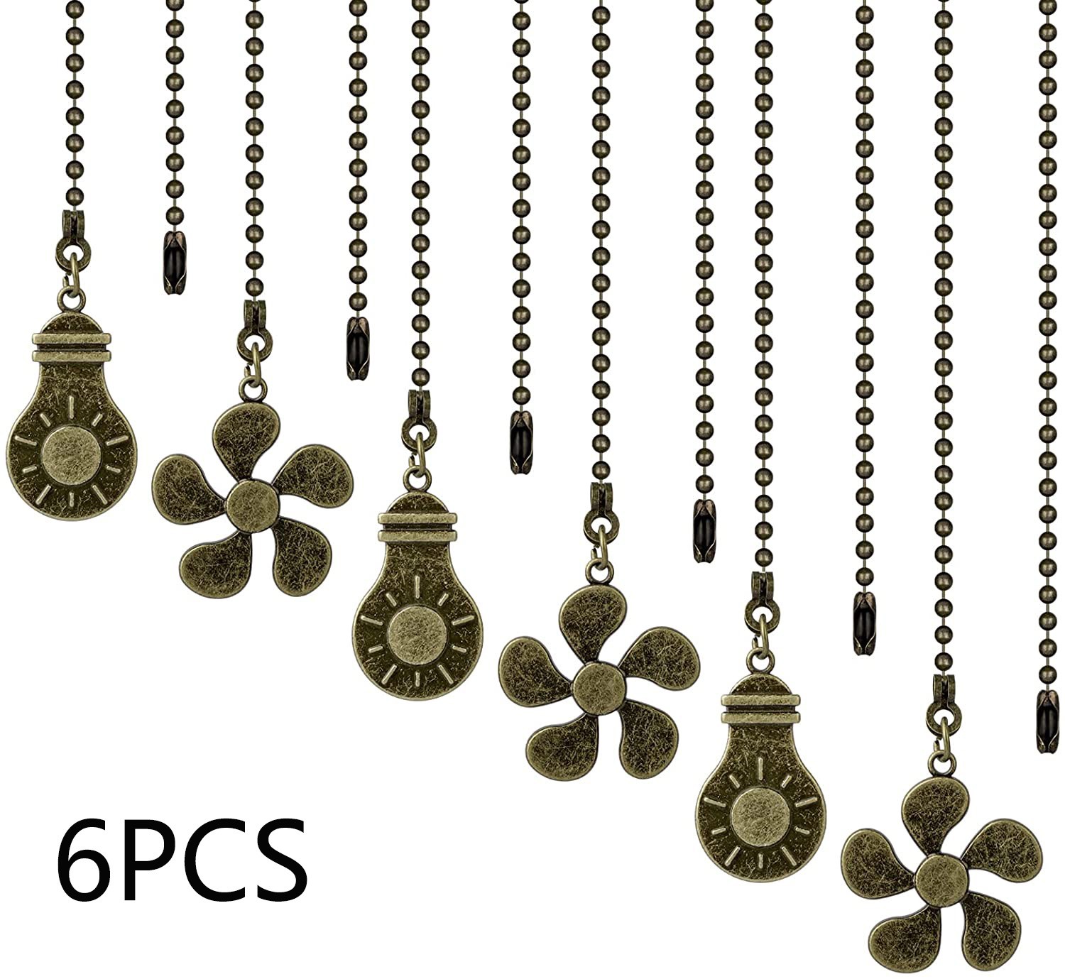 Geege 6Pcs Ceiling Fan Pull Chain Extender Pull Chains Extension Fan