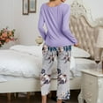 thumbnail image 4 of Loungewear 2 Pieces Outfits Color Block Long Sleeve Tops Pullover Wide Leg Pants Soft Pajamas Sets PJs Sleepwear Womens Clothes, 4 of 4