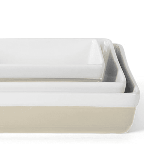 3-Piece Oven to Table Stoneware Bakeware Set Baking Dish & Casserole Set Grey Durable Oven-Safe Bakeware for Baking and Serving