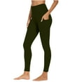 thumbnail image 2 of Gym Leggings for Women High Waist Stretchy Yoga Pants with Pockets Workout Athletic Leggings Army Green M, 2 of 8