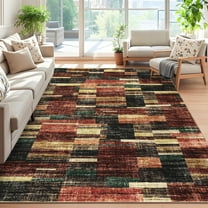Garvee Geometric Area Rug 9x12 Modern Washable Rug for Living Room, Non-Slip Stain Resistant Indoor Carpet for Bedroom Dining Room Office, Red