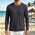 thumbnail image 5 of SeCaotees Contrast Trim Crew Neck Long Sleeve Tops for Men Soft Breathable Knit Fabric Loose Fit Daily Casual Pullover Shirts Dark Gray,M, 5 of 9