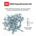 thumbnail image 4 of PicGenie 60-Pack Drywall Anchors 2.0, 2 Wall Anchors Hang Up to 30lbs, 15/16" Self Drilling Hollow Wall Anchor for Dry Wall or Gypsum Board, Compatible with All PicGenie Picture Hangers, 4 of 5