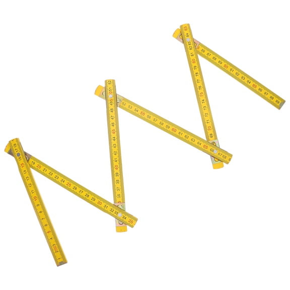 ETEREAUTY Portable Folding Yellow Wood Ruler with Metric Markings for Precise Measurement Tasks