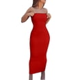 thumbnail image 4 of Baqcunre Women'S Casual Dresses Women'S Summer Casual Tight Sexy Sleeveless Wrapped Chest Long Beach Dress Womens Dresses Sundresses For Women Red Dress S, 4 of 5