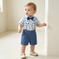 thumbnail image 6 of Mifsaly Baby Boys 2 Piece Gentleman Outfit Set Polka Dot Button Down Shirts and Shorts with Suspender Newborn formal Suit for Baptism Birthday Party Photo Shoot, 6 of 7