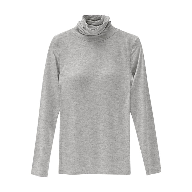 WRKEKC Chandails à Manches Longues pour Femmes Col Roulé Coton avec Coussinets Intégrés Couleur Unie Haut à Manches Longues pour Femmes Décontracté Confortable Chandail de Soutien