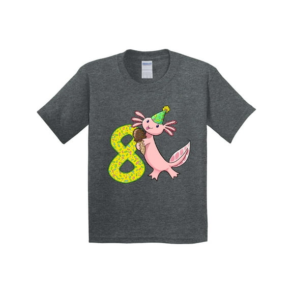 Inktastic 8th Birthday Axolotl with Ice Cream Youth T-Shirt