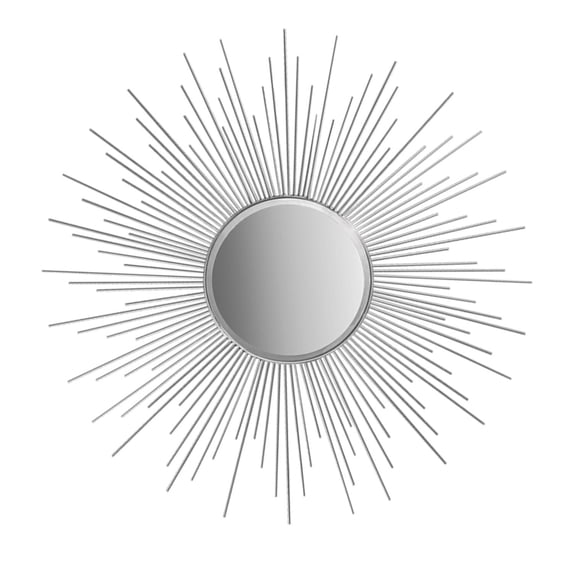 Decorshore 36" Silver Sunburst Circular Mirror, Metal Mirror, Decorative Wall Mirror