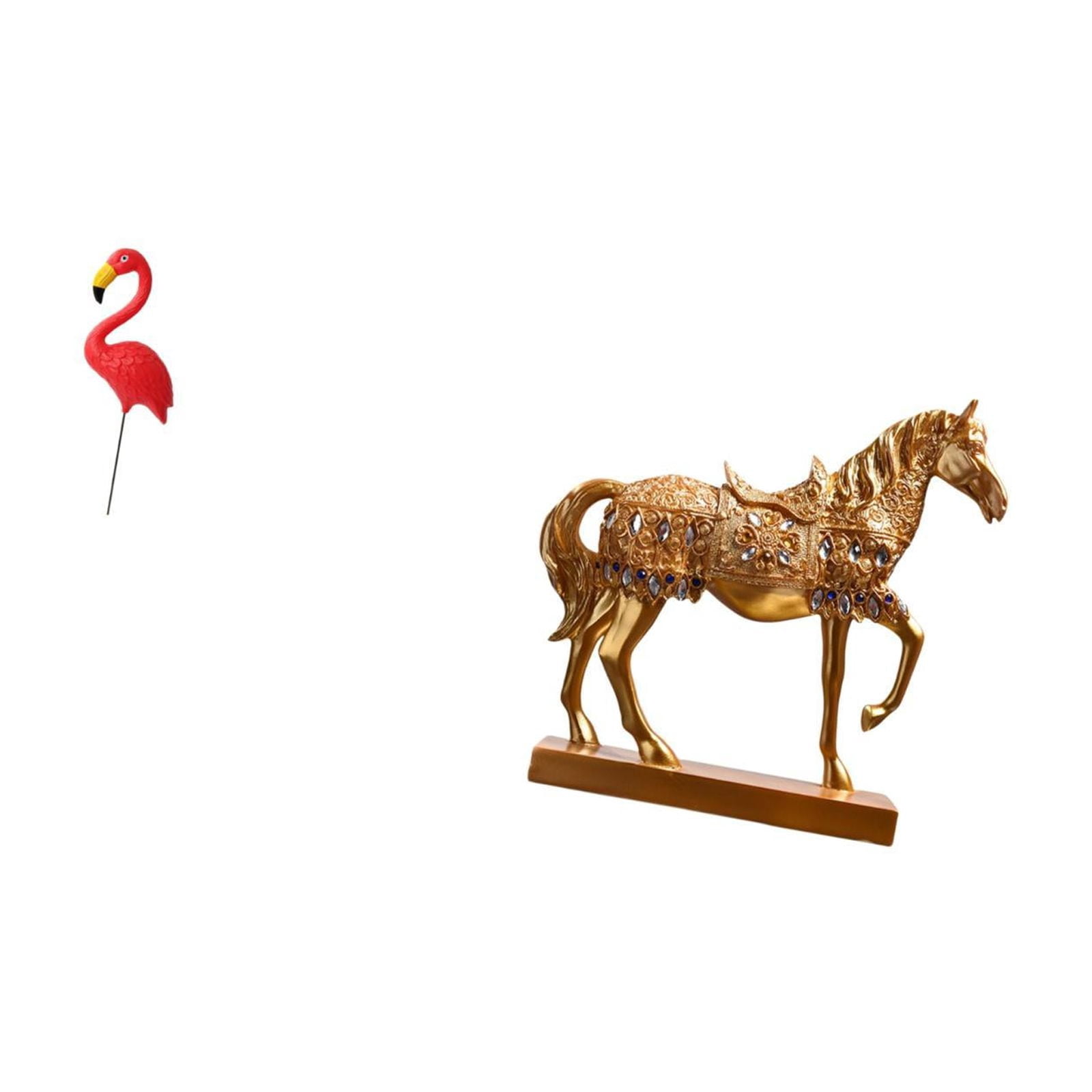 CarpNettore Flamingo Garden Horse Sculpture Figurine Ornament for Home Office Decor Fairy Yard Art Animal Statue Resin Engraved Stake Accessories