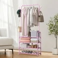 thumbnail image 5 of Solid Wood Coat Rack Freestanding Clothing Rack with Wheels Shelves Storage & Hooks Heavy Duty Clothes Rack Wood Coat Tree Stand Hat Hanger Rack for Corner Bedroom Entryway Living Room Hotel, 5 of 6