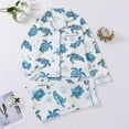 thumbnail image 2 of XIAONU Womens Sea Life Print Pajama Set Piped Trim Long Sleeve Top And Pants Sleepwear Cozy Lightweight Pajamas For Nightwear White, 2 of 9